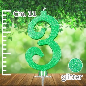 CANDELA N° 3 VERDE GLITTERATO