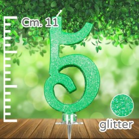 CANDELA N 5° VERDE GLITTERATO