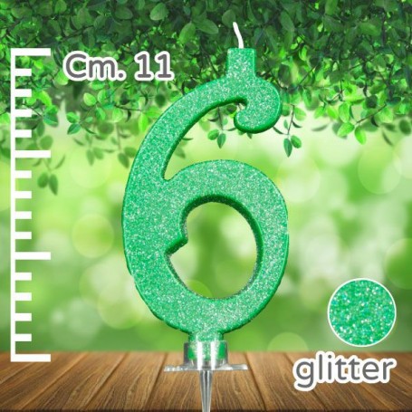 CANDELA N° 6 VERDE GLITTERATO