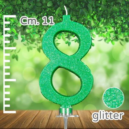 CANDELA N° 8 VERDE GLITTERATO