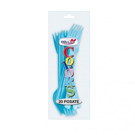 FORCHETTE IN PLASTICA AZZURRO PZ 20