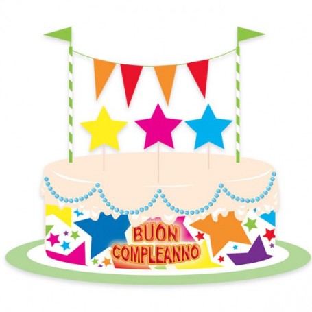 SET DECORAZIONI TORTA BUON COMPLEANNO