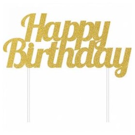 CAKE TOPPER HAPPY BIRTHDAY ORO