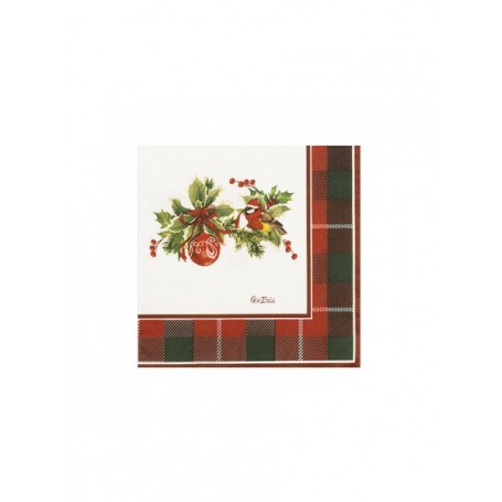 16 TOVAGLIOLI CM 33X33 TARTAN CHRISTMAS