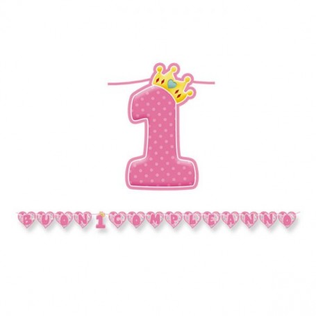 FESTONE SCRITTA MAXI 1° COMPLEANNO ROSA