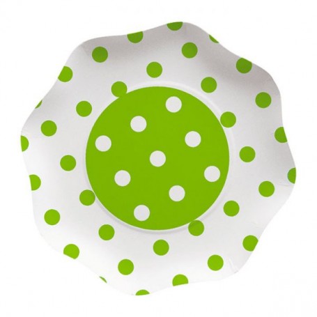 PIATTI POIS VERDE MELA 23 CM