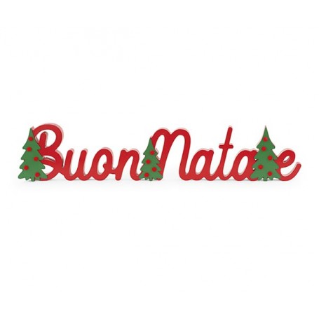 SCRITTA BUON NATALE ROSSA/PINI PZ 1