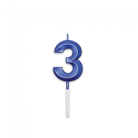 CANDELINA PRESTIGE BLU METAL NUMERO 3