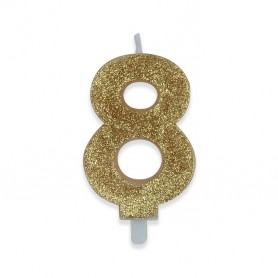 CANDELINA SWEETY ORO GLITTER NUMERO 8