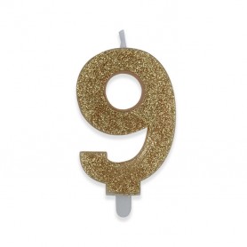 CANDELINA SWEETY ORO GLITTER NUMERO 9