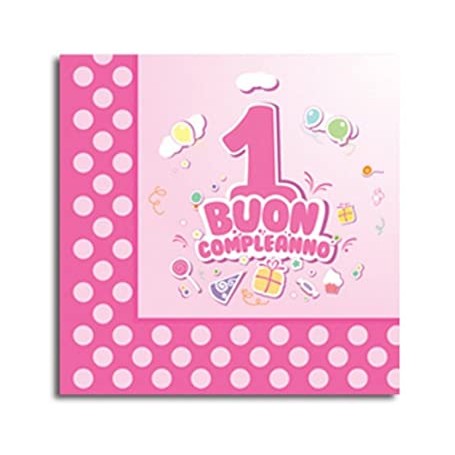 TOVAGLIOLI PRIMO COMPLEANNO ROSA 33X33