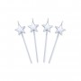 4 CANDELINE PICKS 13 CM STELLE ARGENTO