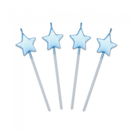 4 CANDELINE PICKS 13 CM STELLE CELESTE