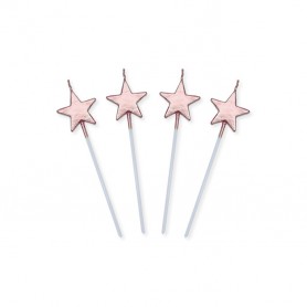 4 CANDELINE PICKS 13 CM STELLE ROSE GOLD