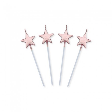 4 CANDELINE PICKS 13 CM STELLE ROSE GOLD