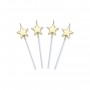 4 CANDELINE PICKS 13 CM STELLE ORO METAL