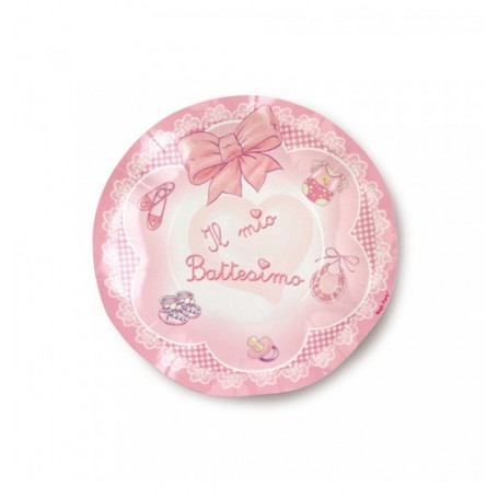 PIATTI BATTESIMO ROSA 21 CM