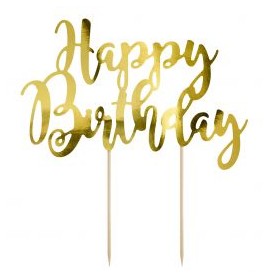 CAKE TOPPER H.BIRTHDAY ORO