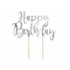 CAKE TOPPER H.BIRTHDAY ARGENTO