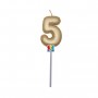 CANDELINA BALLOON ORO METAL 13 CM NUM. 5