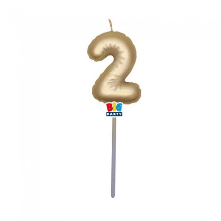 CANDELINA BALLOON ORO METAL 13 CM NUM. 2