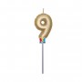 CANDELINA BALLOON ORO METAL 13 CM NUM. 9