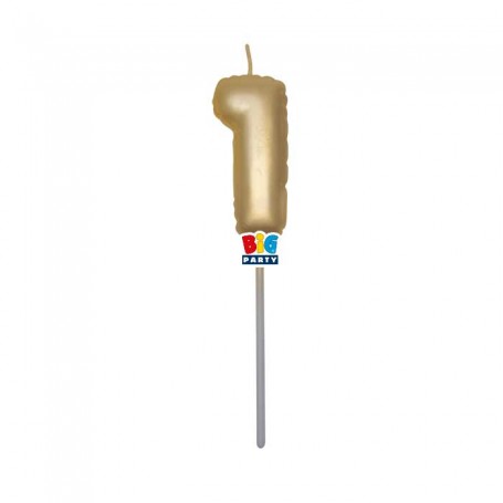 CANDELINA BALLOON ORO METAL 13 CM NUM. 1