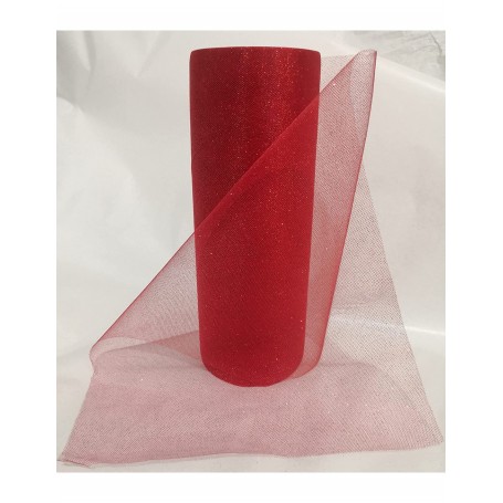 ROTOLO TULLE GLITTER H 251X50MT ROSSO