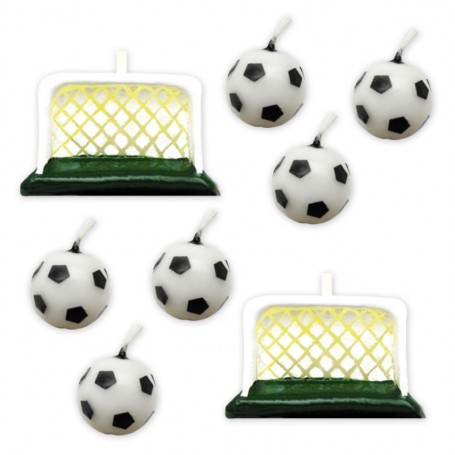 6 CANDELINE PALLONE CALCIO+2 PORTE