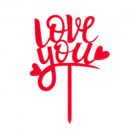 CAKE TOPPER LOVE YOU 13.5X10CM