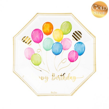 8 PIATTI BIRTHDAY BALLOONS CM 24