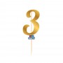 MINI CAKE TOPPER NUM 3 ORO METAL