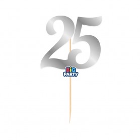 MINI CAKE TOPPER NUM 15 ARGENTO METAL