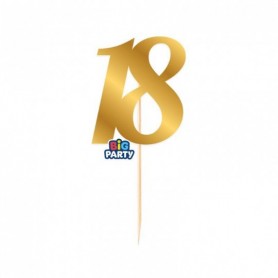 MINI CAKE TOPPER NUM 18 ORO METAL