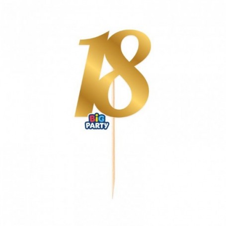 MINI CAKE TOPPER NUM 18 ORO METAL