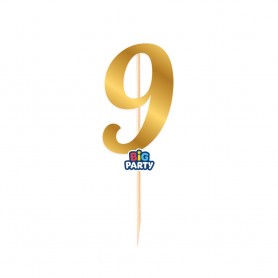 CAKE MINI TOPPER NUM 9 ORO METAL