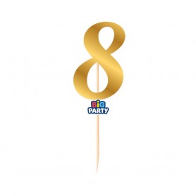 MINI CAKE TOPPER NUM 8 ORO METAL