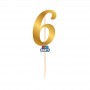 MINI CAKE TOPPER NUM 6 ORO METAL