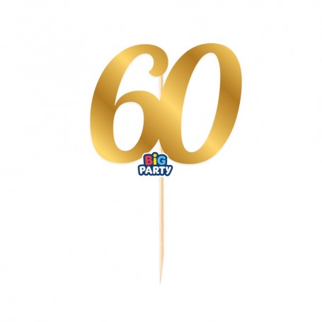 MINI CAKE TOPPER NUM 60 ORO METAL