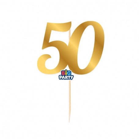 MINI CAKE TOPPER NUM 50 ORO METAL
