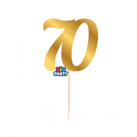 MINI CAKE TOPPER NUM 70 ORO METAL