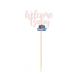 MINI CAKE TOPPER WELCOME BABY ROSA