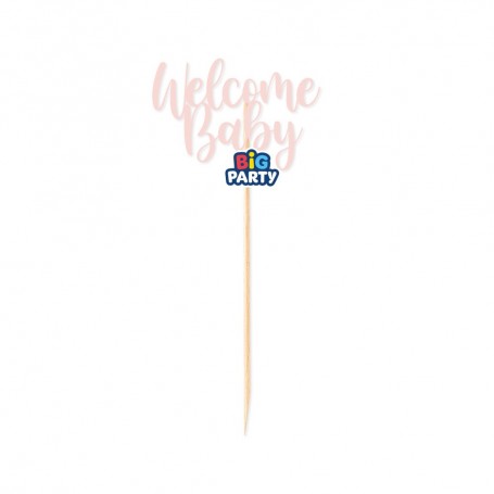 MINI CAKE TOPPER WELCOME BABY ROSA