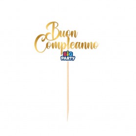 MINI CAKE TOPPER BUON COMPL ORO METAL