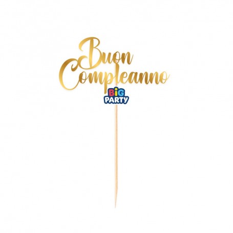 MINI CAKE TOPPER BUON COMPL ORO METAL