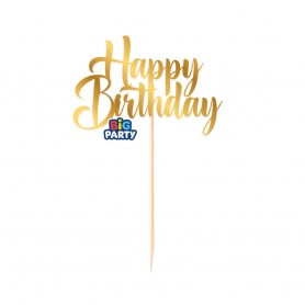 MINI CAKE TOPPER HAPPY BIRTHDAY ORO MET