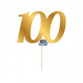MINI CAKE TOPPER NUM 100 ORO METAL