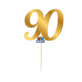 MINI CAKE TOPPER NUM 90 ORO METAL