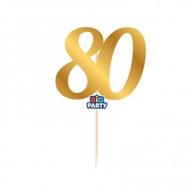 MINI CAKE TOPPER NUM 80 ORO METAL