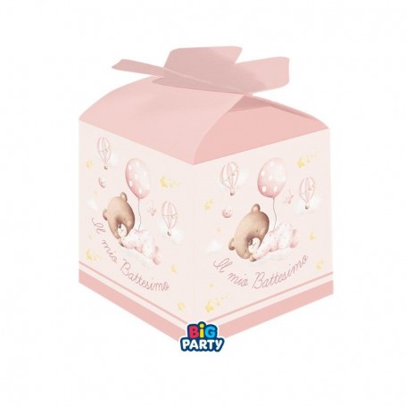 10 SCAT BATTESIMO BABY BEAR ROSA 5X7X5CM